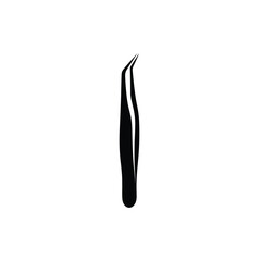 Black curved tweezers on white background tool instrument