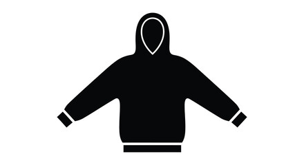 Hoodie silhouette with extended arms in black and white design silhouette
