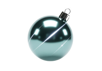 Shiny teal christmas ornament isolated on transparent background for holiday decor