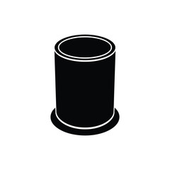 Black cylinder with white rim on white background object
