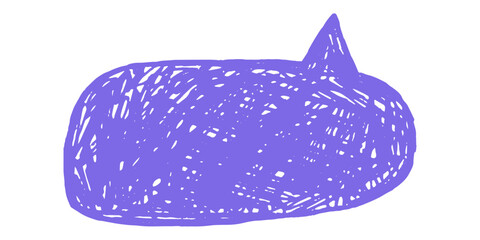 Crayon speech bubble with bright sketch lines. Rounded shape with hand drawn edges. Text box chalkboard for notes or messages.