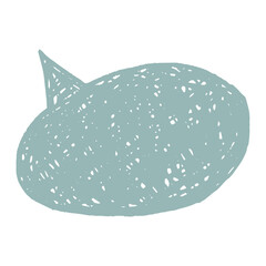 Crayon speech bubble outlined with rough hand drawn strokes. Oval shape with playful uneven sketch edges. Text box chalkboard for notes.