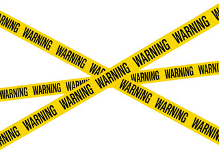 Crossed yellow warning tapes indicating danger or restricted access isolated on transparent background