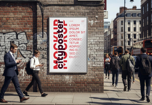 Abri or kiosk wall poster mockup