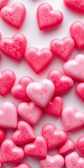 Obraz premium Sweet, rosy edible candy hearts, a symbol of love and affection, perfect for Valentine's Day celebrations, treat, celebration