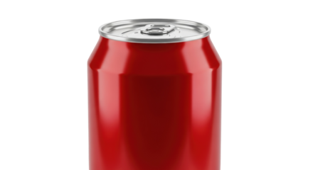 Red aluminum soda can isolated PNG, blank beverage container for branding and product mockup on transparent background