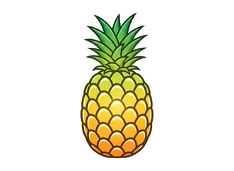 Pixel Art Pineapple Icon With Vivid Green Leaves And Yellow Orange Gradient Body Isolated On Transparent Background