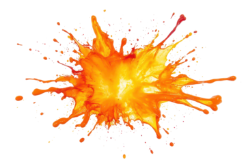 Orange and yellow explosion cloud burst isolated on white, transparent png for microstock