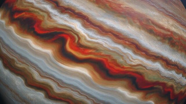 Seamless jupiter texture design with a geometric wave pattern and colorful green light curves in a vector illustration style