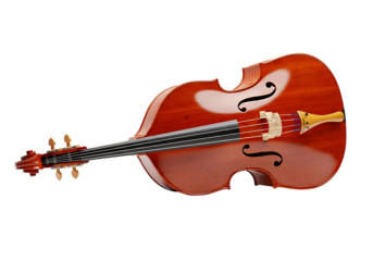 Elegant upright bass isolated on transparent background, a timeless musical instrument
