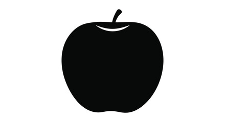 Simple black apple illustration on white background silhouette