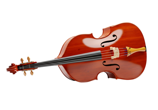 Elegant upright bass isolated on transparent background, a timeless musical instrument