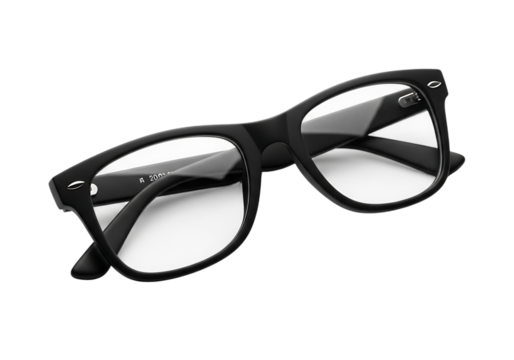 Elegant black frame glasses isolated on transparent background for clear vision - Powered by Adobe