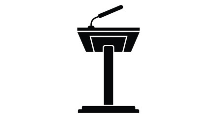 Podium with microphone silhouette public speaking presentation and conference