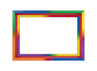 Rainbow Picture Frame with White Blank Space and Black Background Chroma Key for Customization and Display