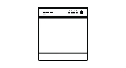 Dishwasher appliance illustration with simple design and clean lines silhouette