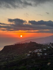 Sunset over coastal city in Madeira Island. Portugal
