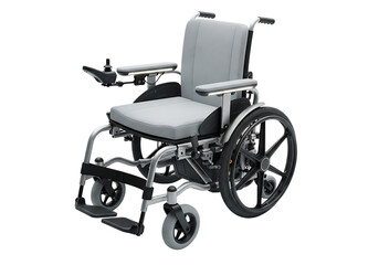 Silver and gray electric wheelchair isolated on transparent background