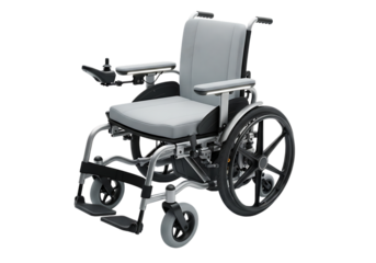 Silver and gray electric wheelchair isolated on transparent background