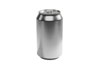 Aluminum can isolated on transparent background, a common container for beverages