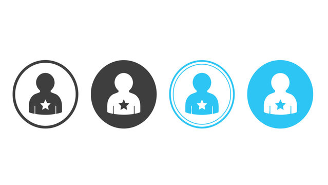 Favorite User Icon Set. Starred Profile Symbol for VIP Membership, Premium Account Status, or Best Rating. Vector Illustration for Apps and Websites.