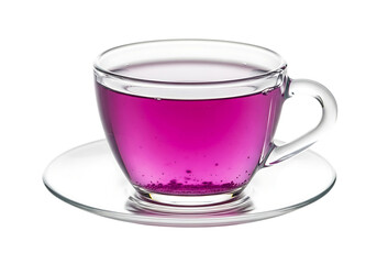 A cup of vibrant magenta liquid isolated on transparent background, ready to drink