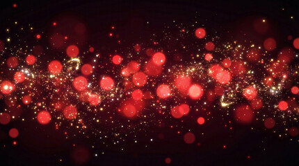 Red bokeh lights create a festive abstract background.