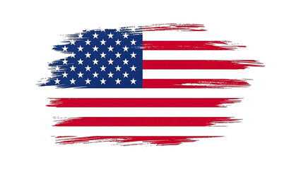 Patriotic grunge usa flag icon with brush stroke effect artwork isolated on transparent background