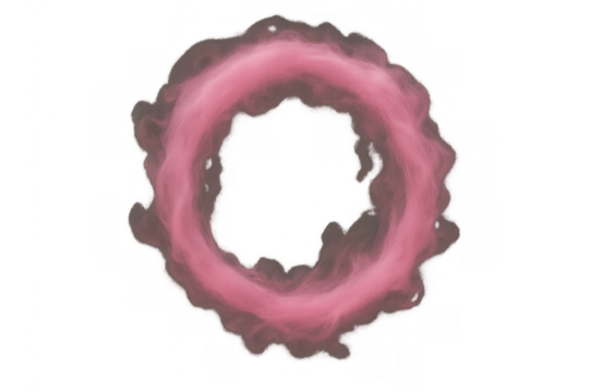 Pink smoke forming a swirling ring, creating an abstract energy portal or magical vortex effect. Transparent background