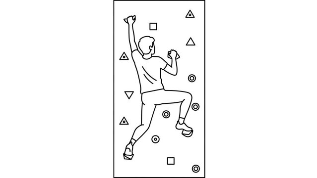 A person climbing on a wall, a physical activity in which a person ascends or descends a natural or artificial structure