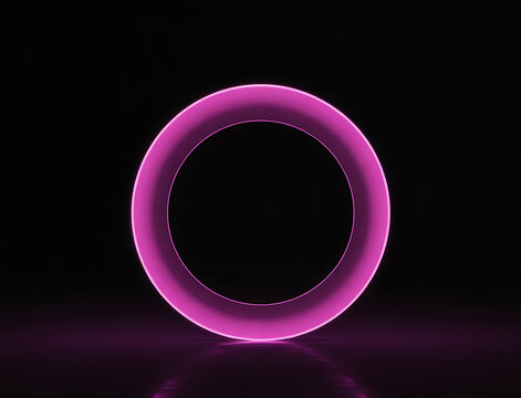 Neon ring of purple light abstract circle