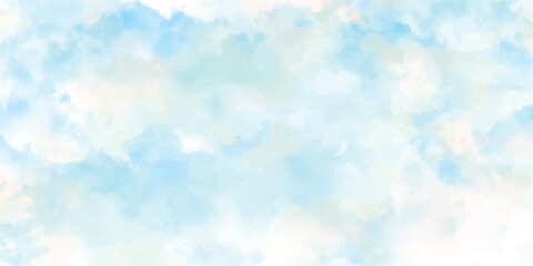 Abstract blue watercolor background with light sky bokeh, cloud pattern, and bright blurred texture for a winter design	