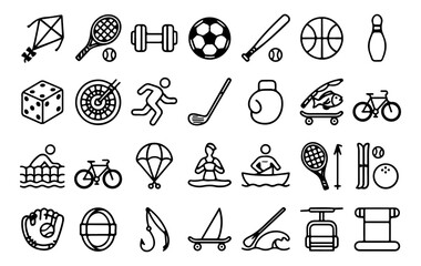 sport hobby minimalist fat line icon pack