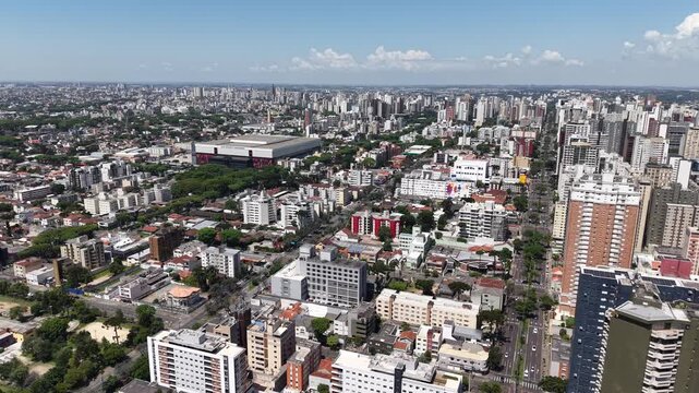 Vista Aerea de Drone - Curitiba, Centro, Paran&aacute;, Brasil. 