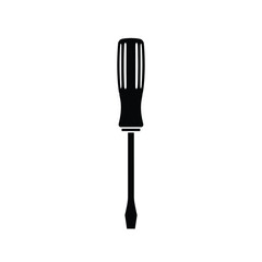 Black flathead screwdriver silhouette on white background