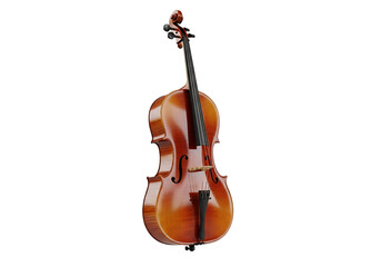 Elegant cello isolated on transparent background, a stringed instrument of the violin family