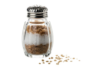 Salt and pepper shaker with brown sugar isolated on transparent background