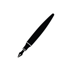 Black fountain pen silhouette on white background writing