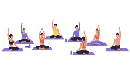 Yoga Class People Doing Meditation Pose