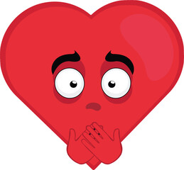 vector illustration emoticon character heart cartoon, covering its mouth with its hands, in concept of making silence or keeping quiet