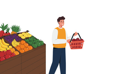 Man buying fresh fruit at grocery store