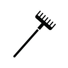 Black garden rake icon on white background tool agriculture