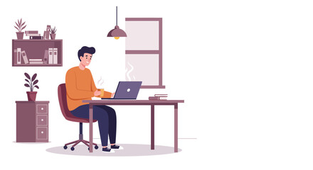 Man Working on Laptop at Desk