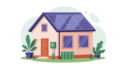 House with solar panel on roof