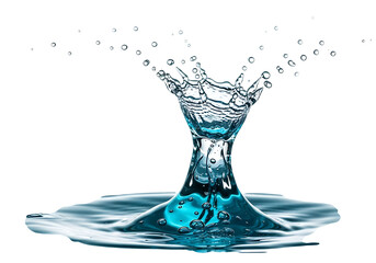 Water drop collision isolated on transparent background creates a beautiful crown