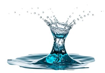 Water drop collision isolated on transparent background creates a beautiful crown