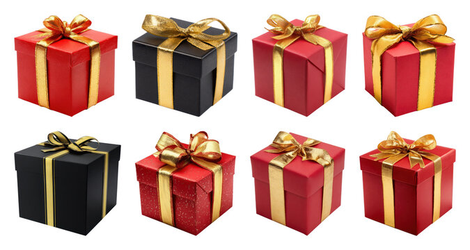 PNG Elegant festive gift boxes, element set on transparent background