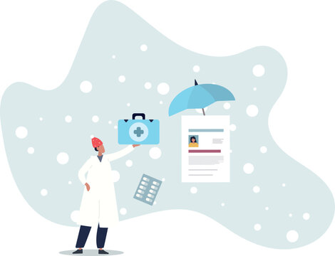 Health insurance.Doctor offering medical insurance policy contract..life and employment of people.