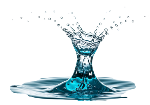 Water drop collision isolated on transparent background creates a beautiful crown