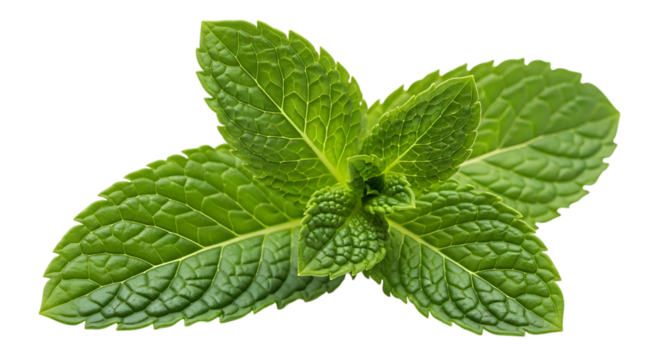 Fresh green mint leaves isolated on transparent background